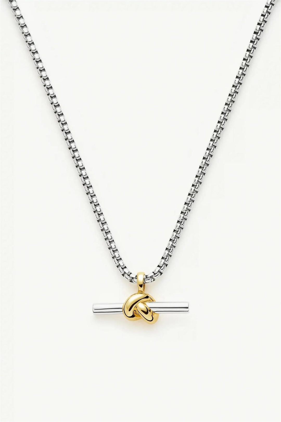 Lucy Williams Chunky Knot T-Bar Necklace Silver/Gold