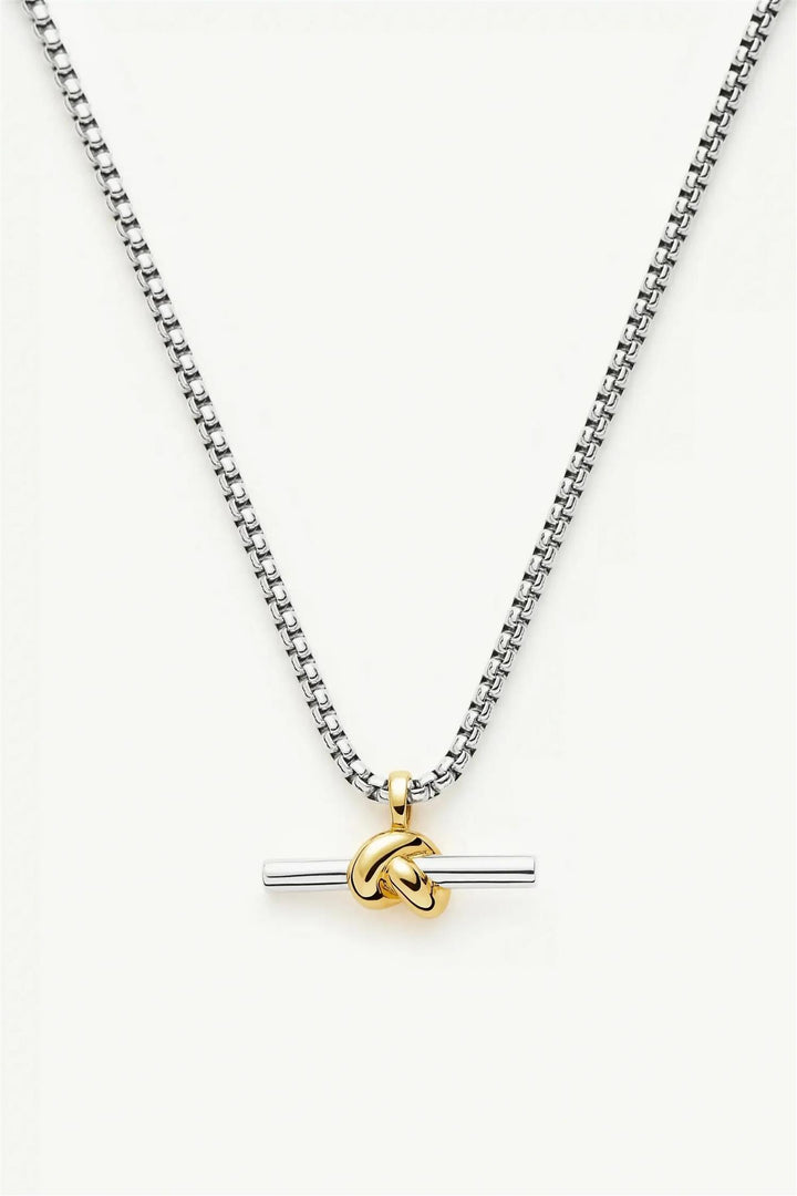 Lucy Williams Chunky Knot T-Bar Necklace Silver/Gold
