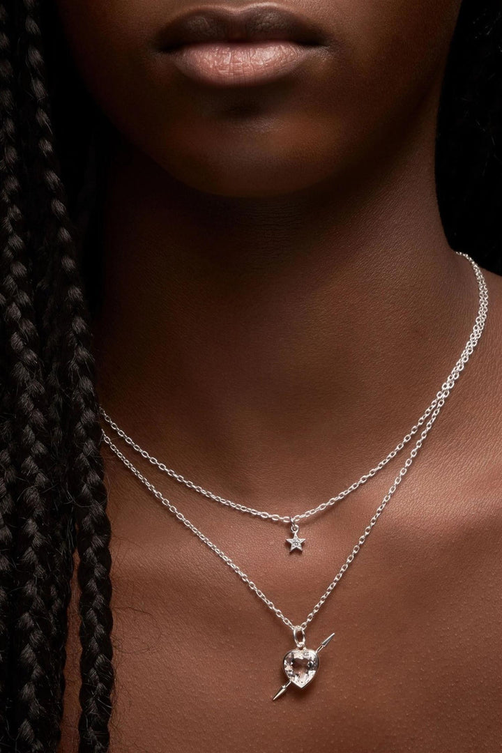 Rebel Love Necklace Silver Clear Quartz