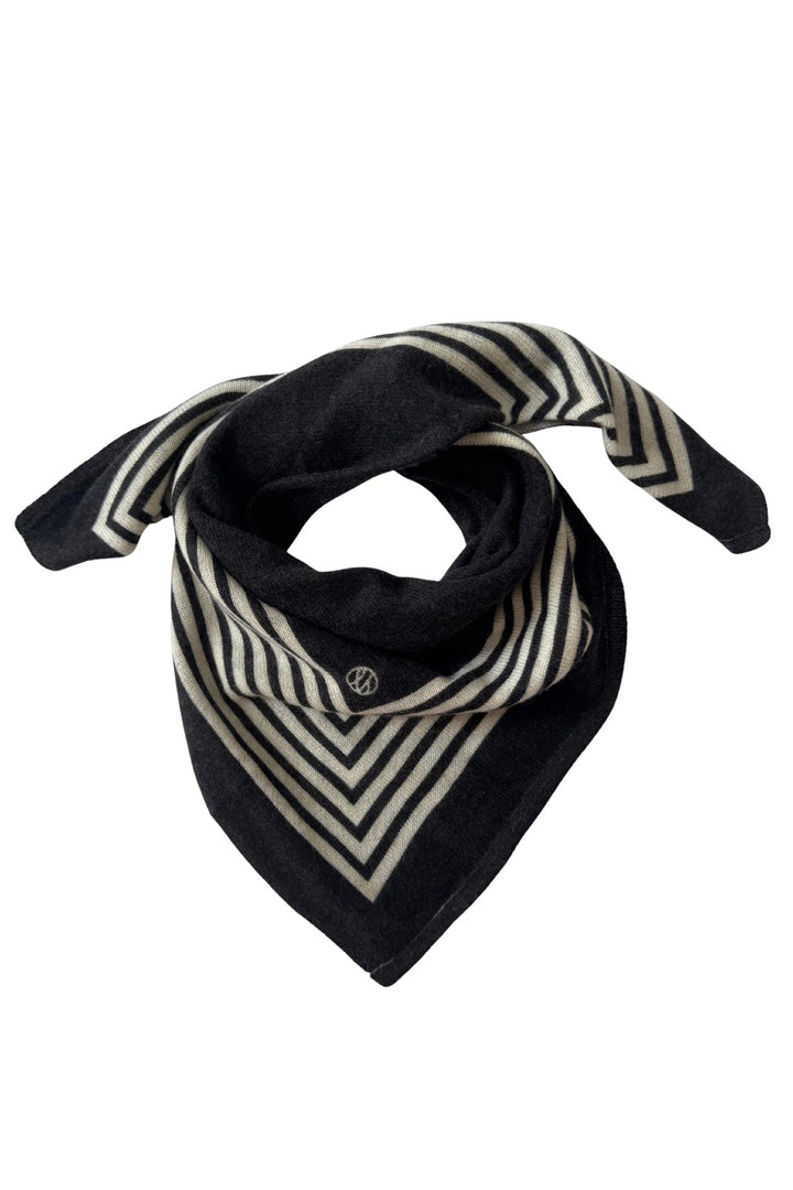 Cashmere Striped Scarf 65 cm. Black