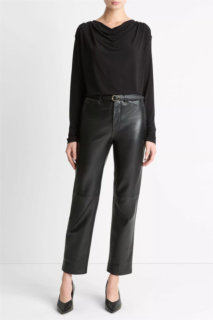 Long Sleeve Cowl Neck Top Black