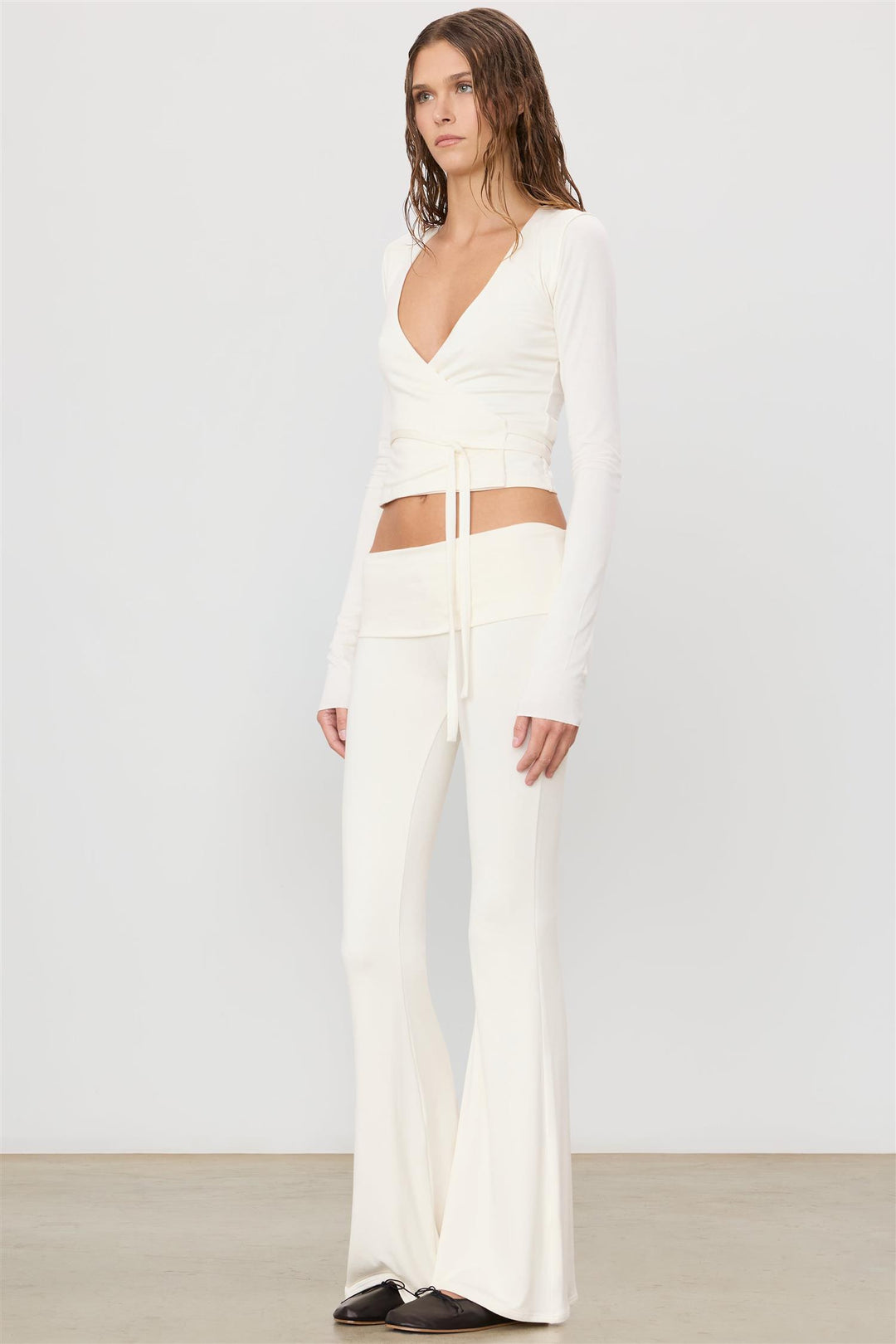 Foldover Flare Pant Ivory