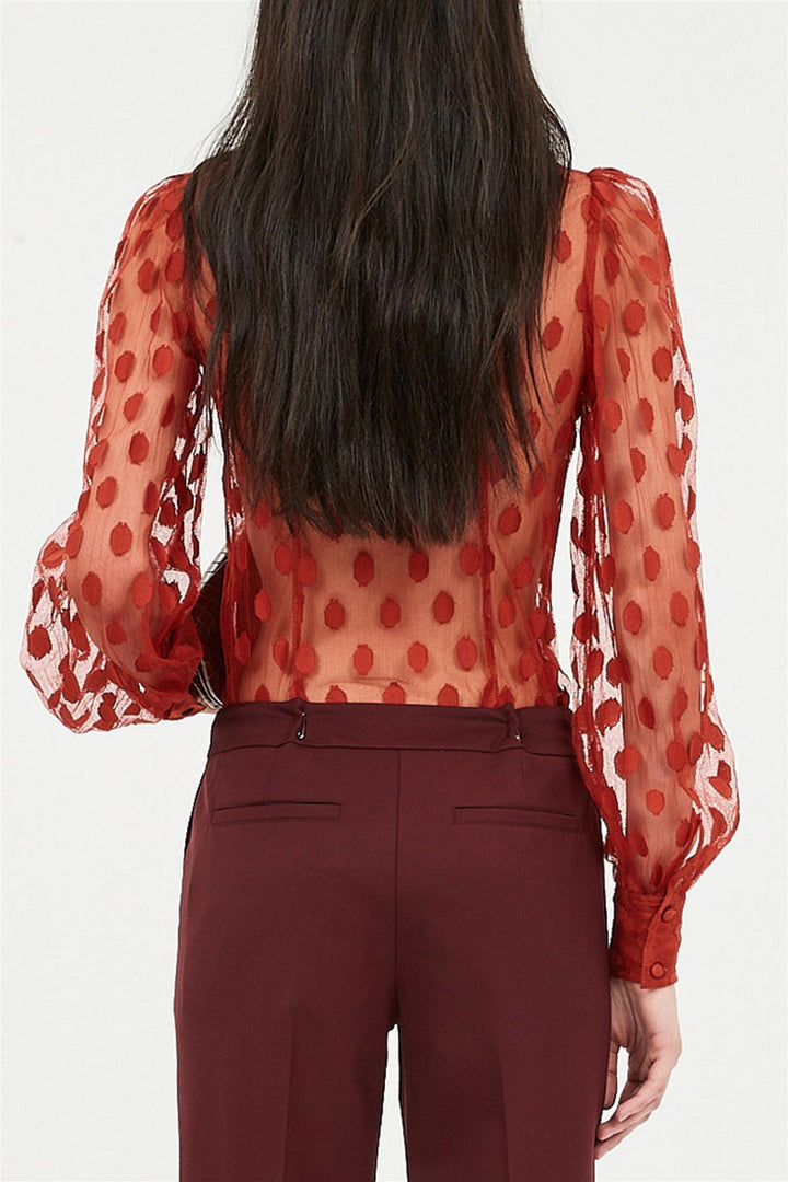 Soraya Lace Neck-Tie Blouse Ruby