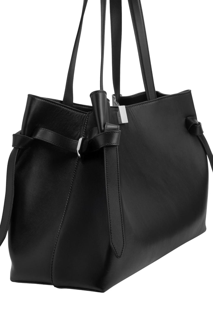 Gyoza Tote Smooth Leather Black