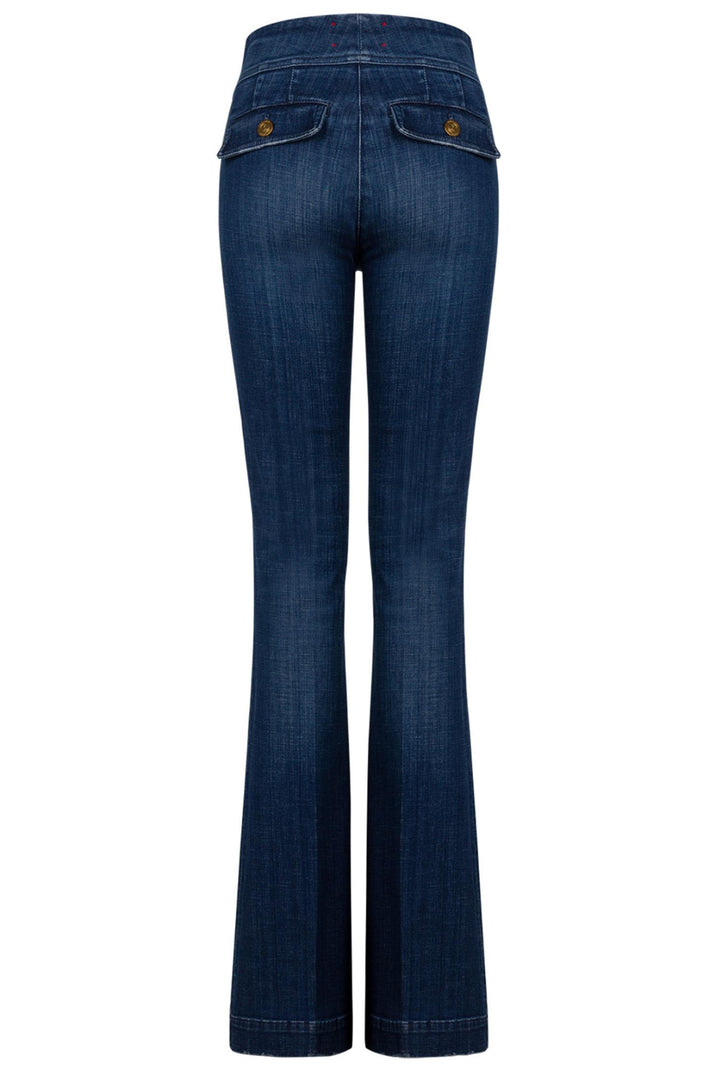 Anais Pocket Flared Jeans Dark Blue Denim
