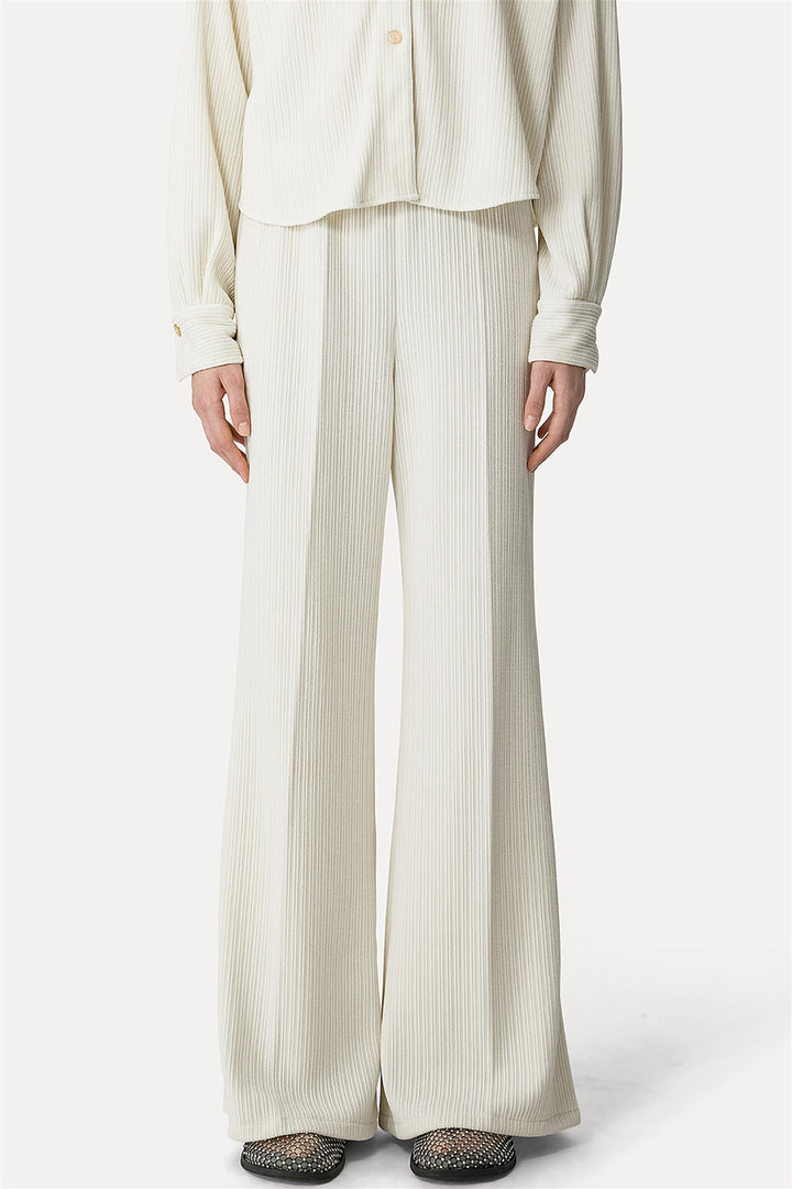 Knitted Corduroy Flared Pants Ivory