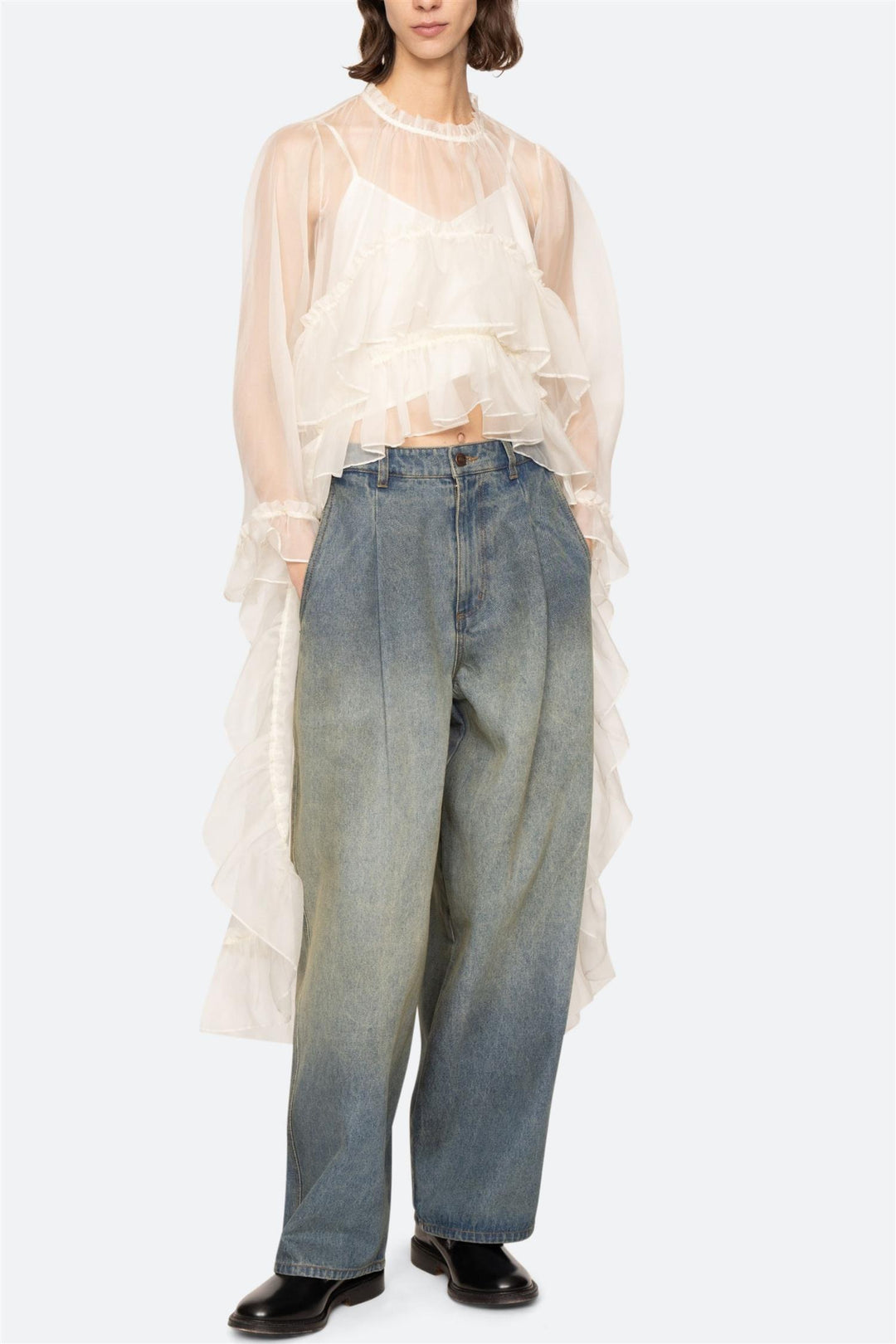 Cornelia Solid High Low Top Cream