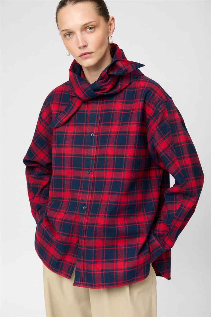 Coastal Shirt Red Navy Check Flannel