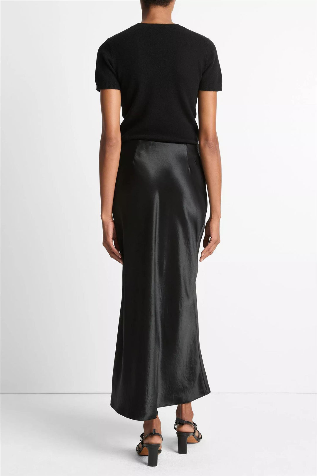 Side Slit Slip Skirt Black