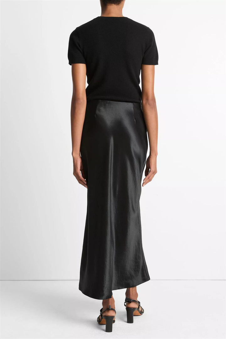 Side Slit Slip Skirt Black