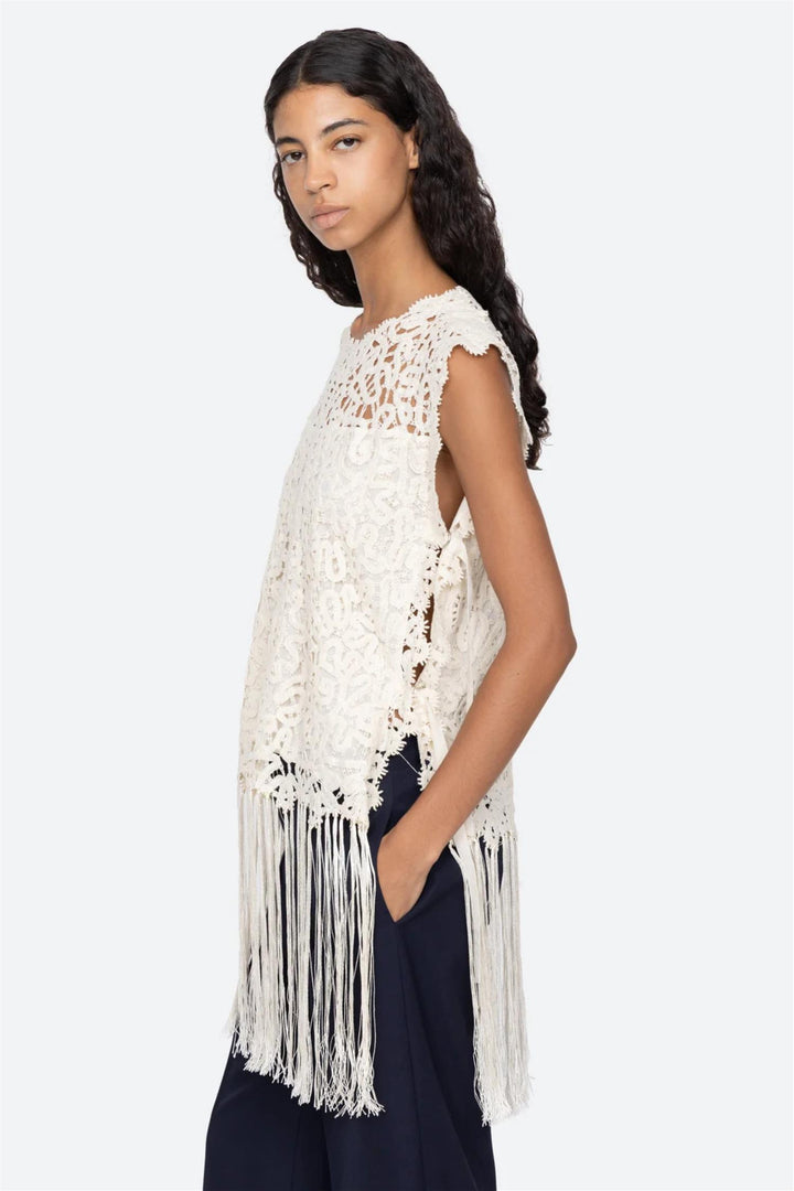 Alina Lace Fringe Top Cream