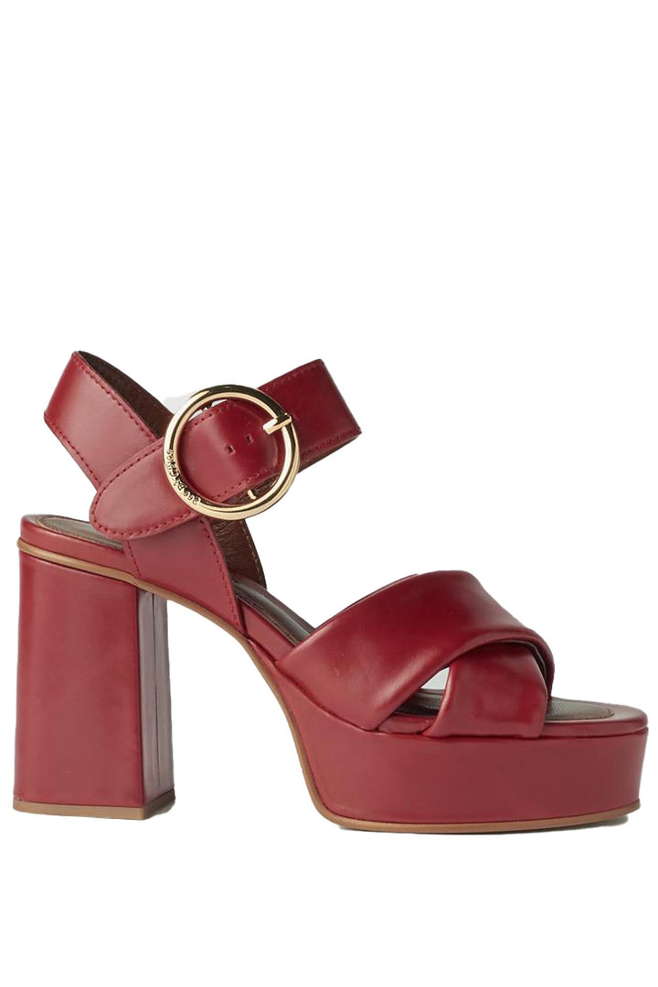 Lyna Leather Platform Sandals Geranio Medium Red