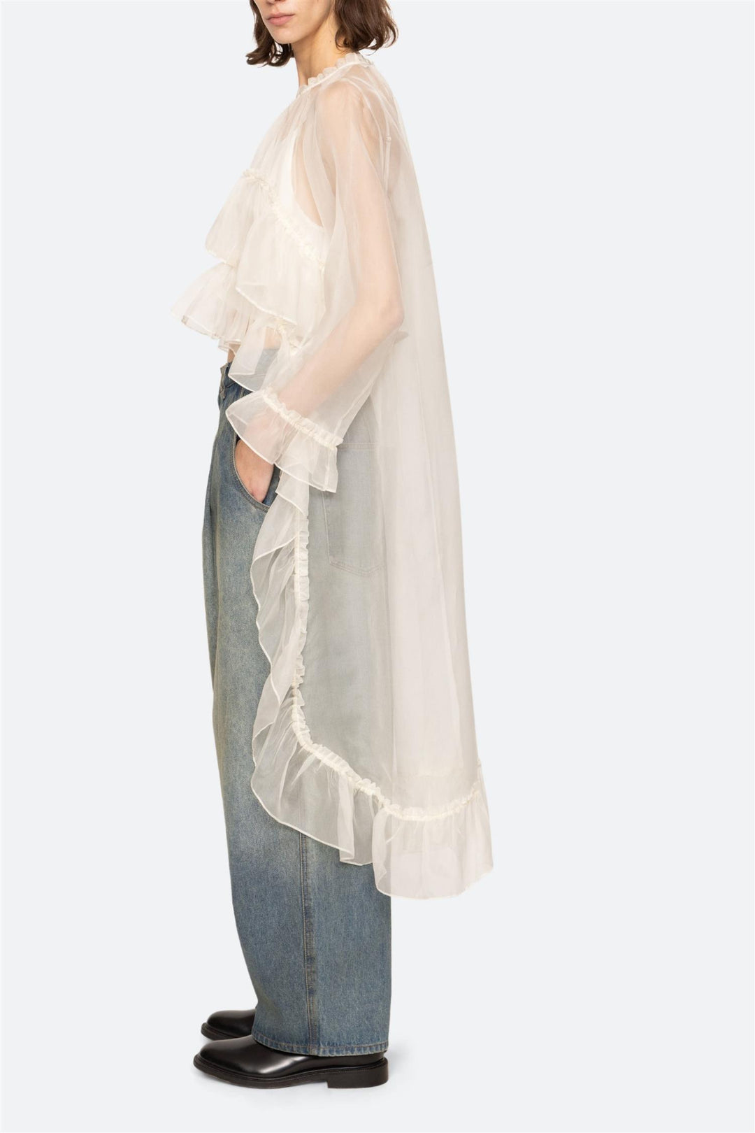 Cornelia Solid High Low Top Cream