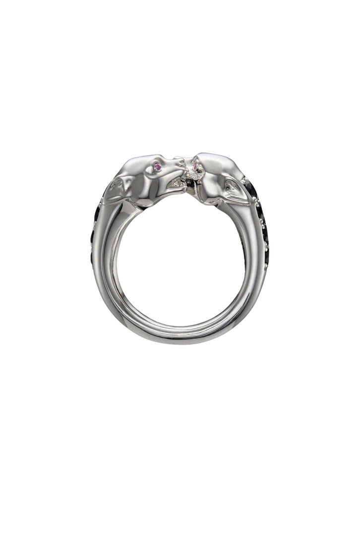 The Nocturnal Guardian Ring - Silver - Black Spinel