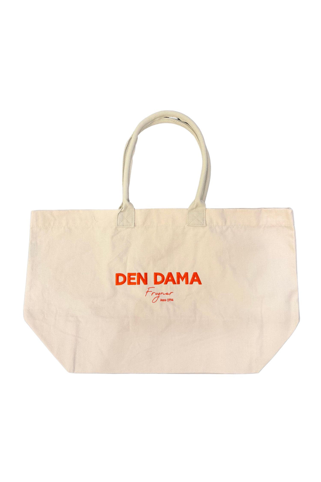 Den Dama Embroidered Tote Bag Ecru/Orange
