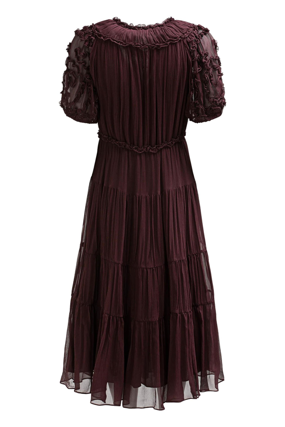 Nan Silk Short Sleeve Midi Dress Mahogany