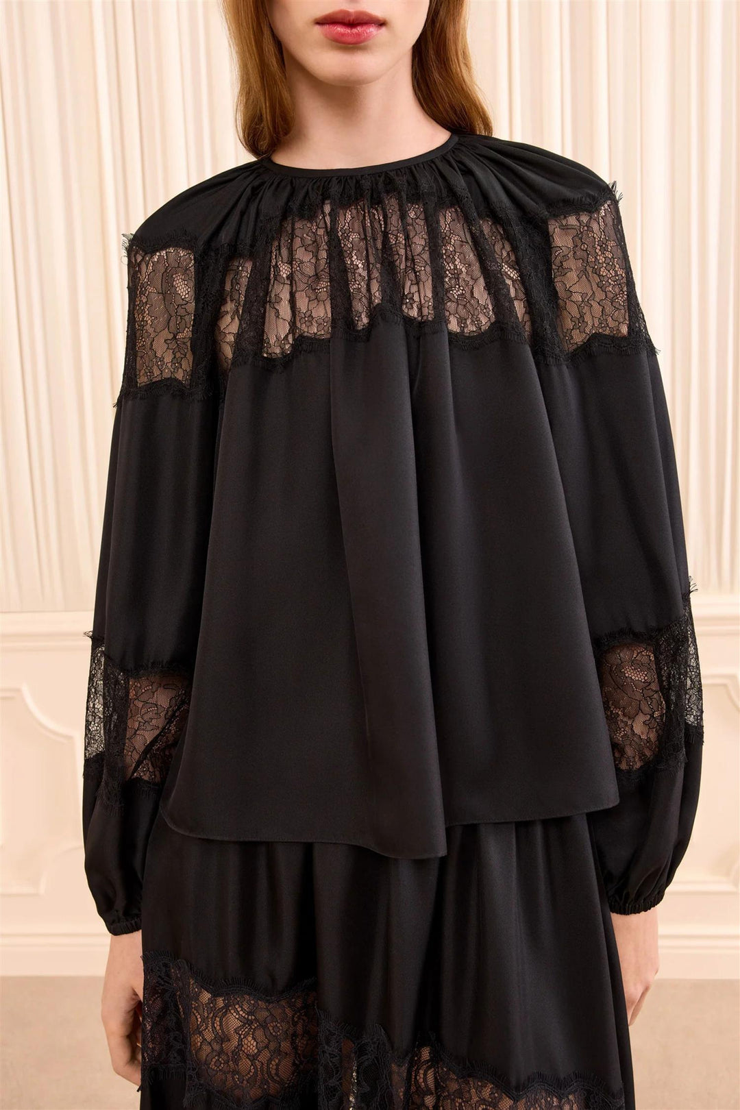 Bess Long Sleeve Silk Bloue Noir