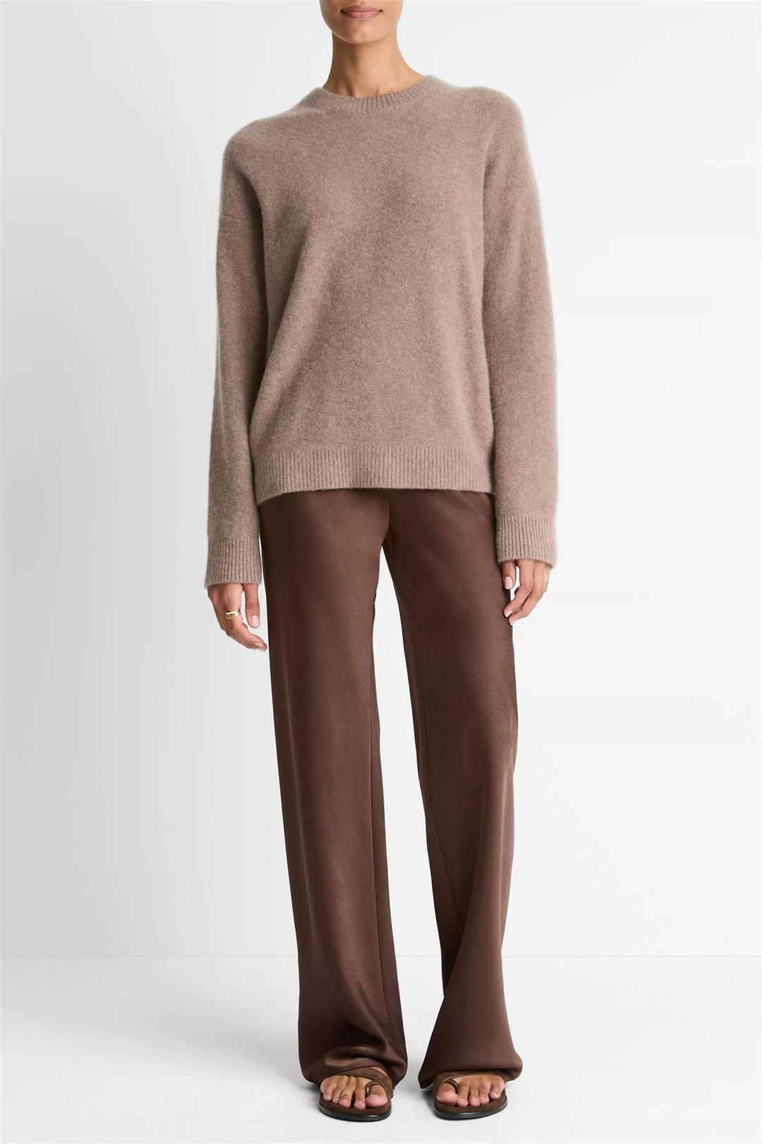 Boiled Cashmere Crew Heather Doe