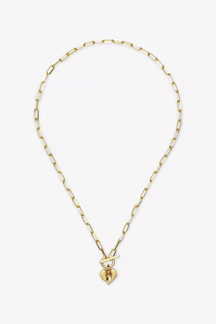 Molten Heart T-Bar Chain Necklace Gold