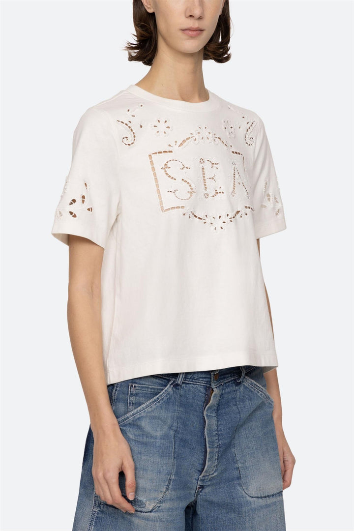 Marie Embroidery T-Shirt White