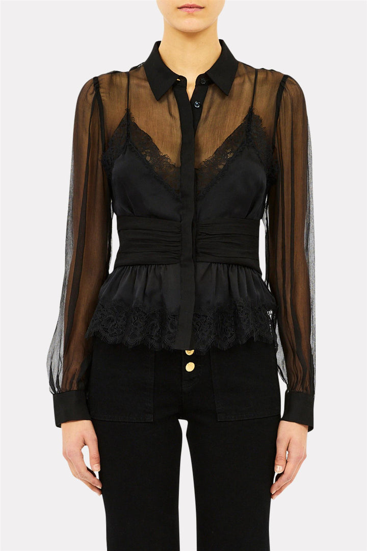 Thalia Longseeve Lace Bloue Noir