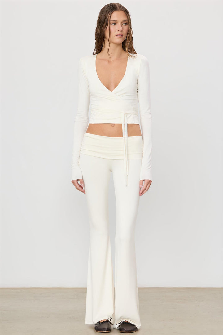 Foldover Flare Pant Ivory