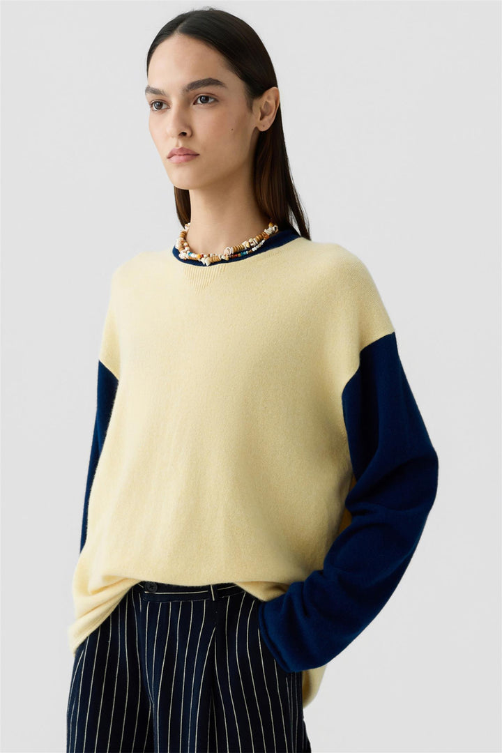 Baseball Oversized Crew Butter/Navy
