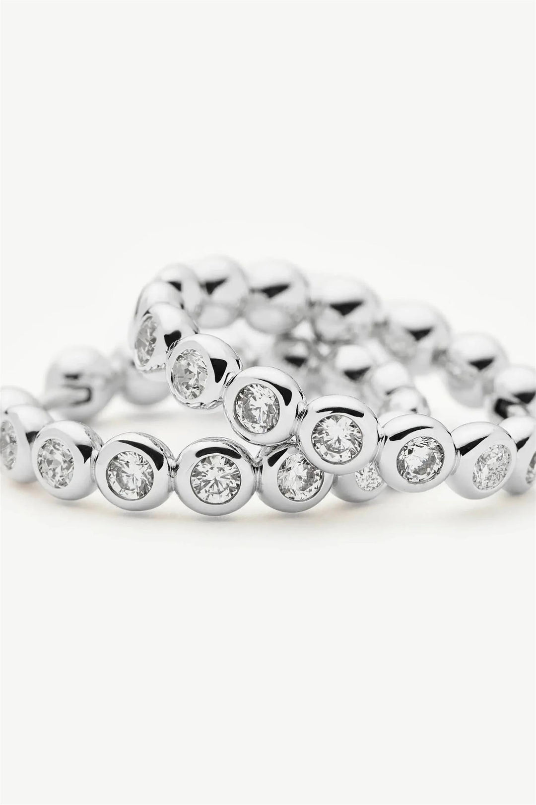 Tennis Medium Hoop Earrings Silver