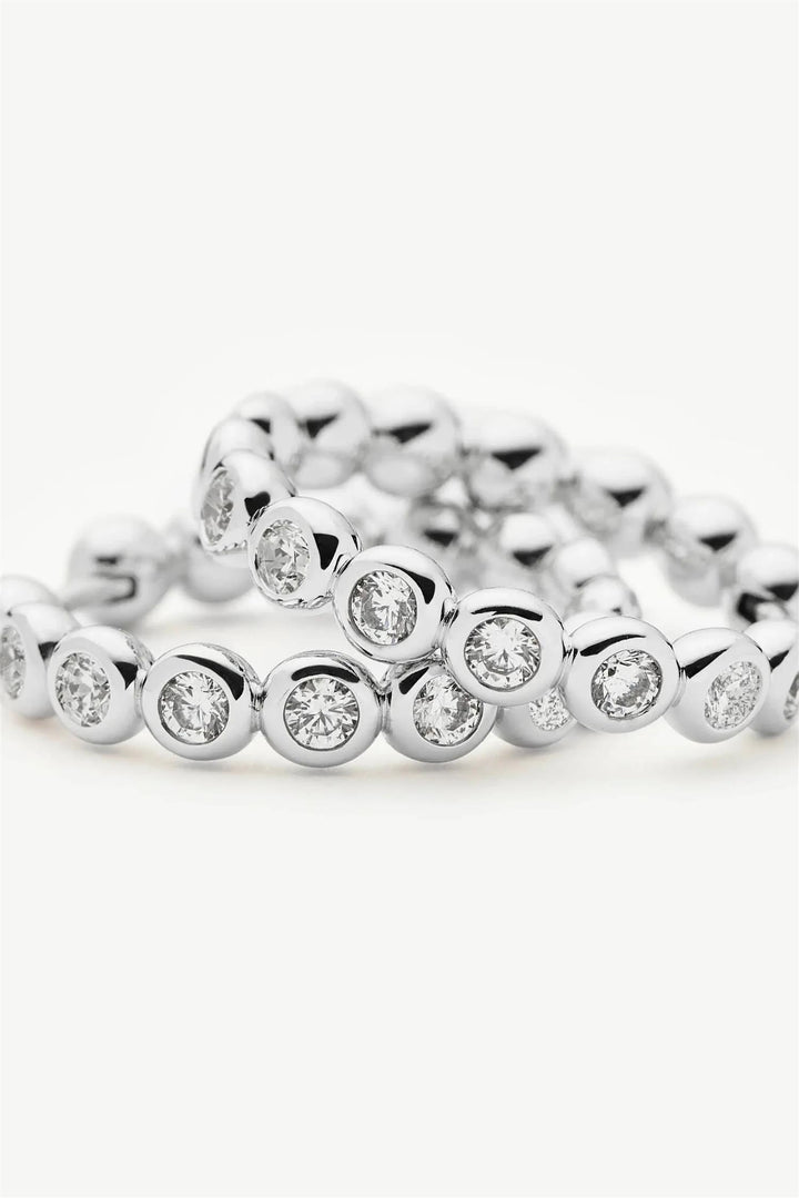 Tennis Medium Hoop Earrings Silver