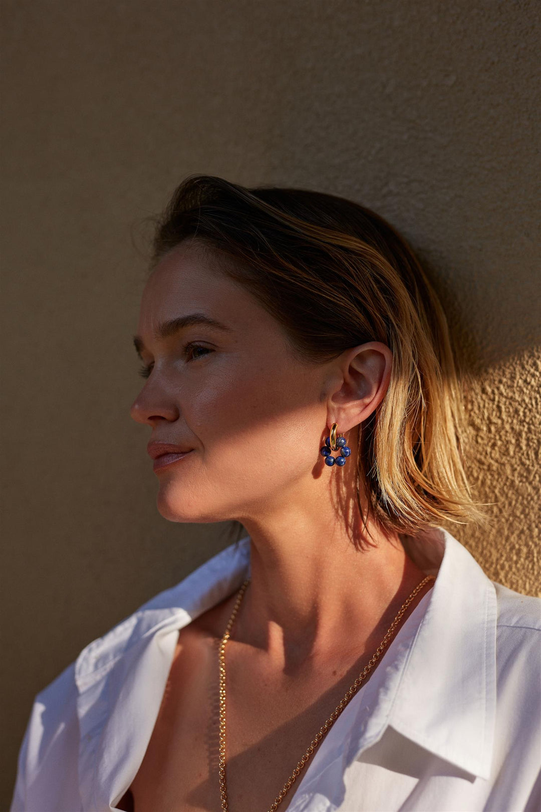 Deep Blue Hoops Golden Lapis