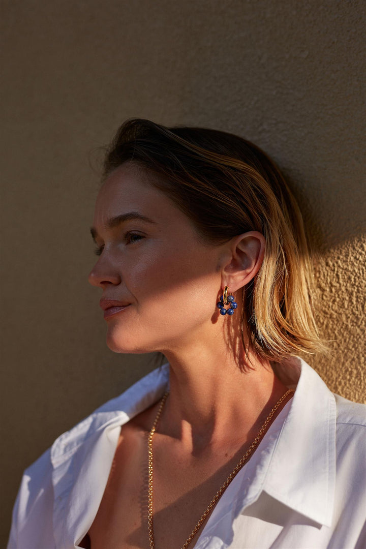 Deep Blue Hoops Golden Lapis