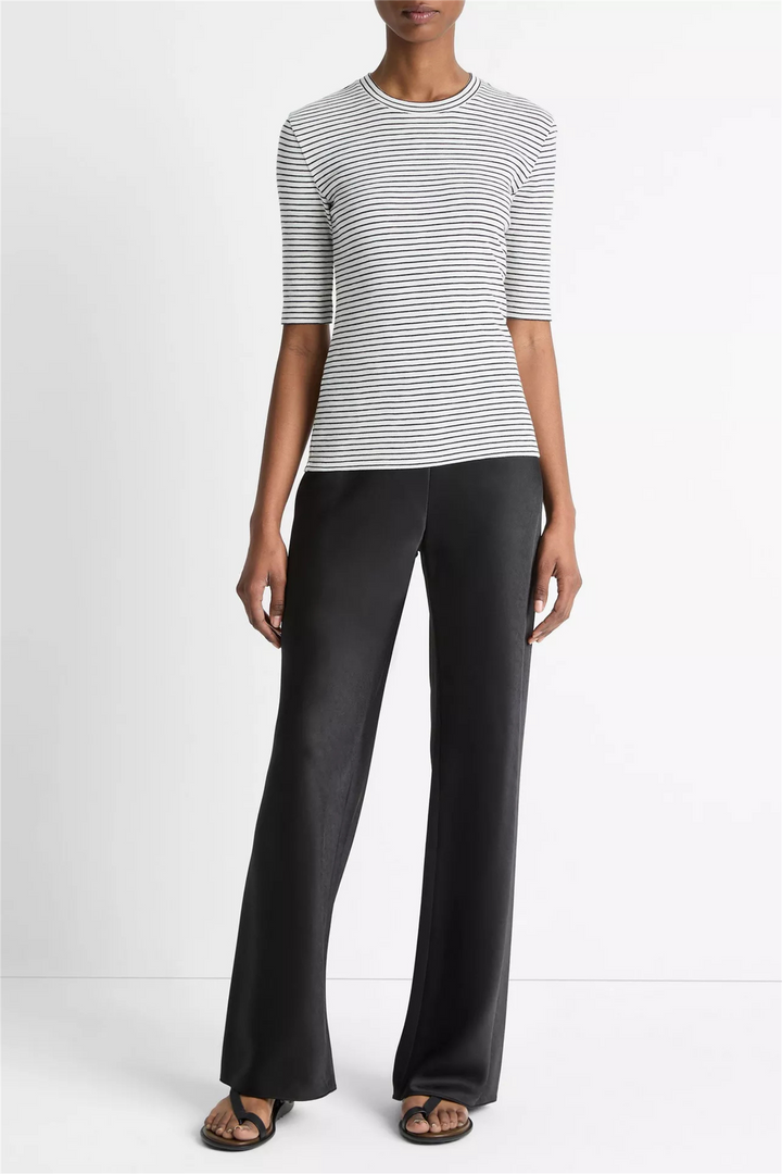 Striped Elbow Sleeve Crew Off-White Combo