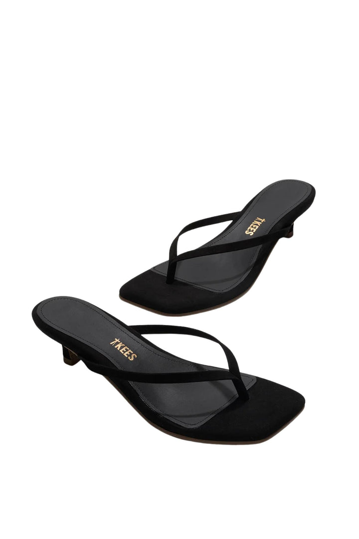 Square Toe Julia Kitten Heel Black Suede