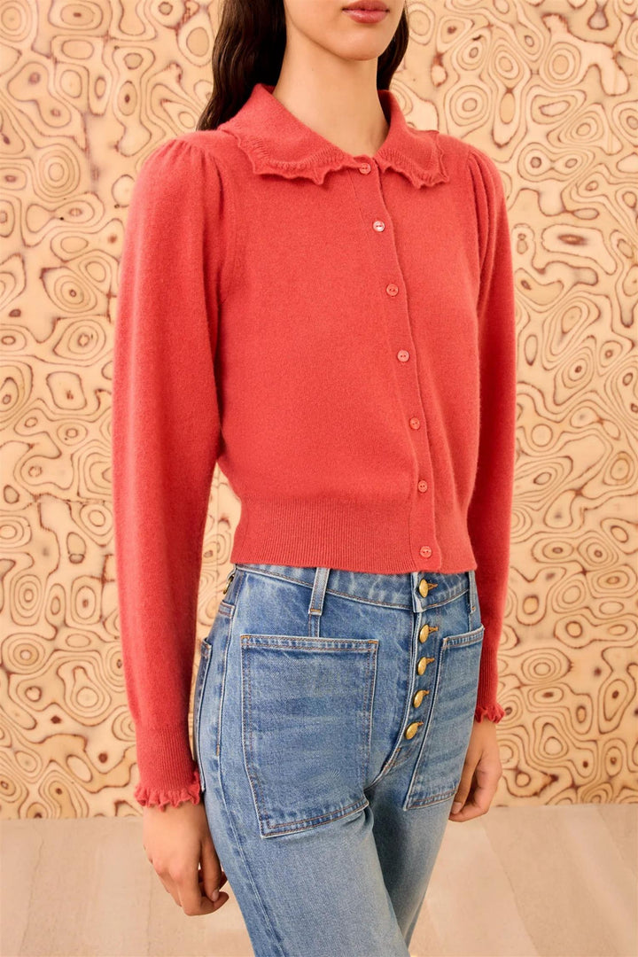 Kalila Collared Cardigan Coral