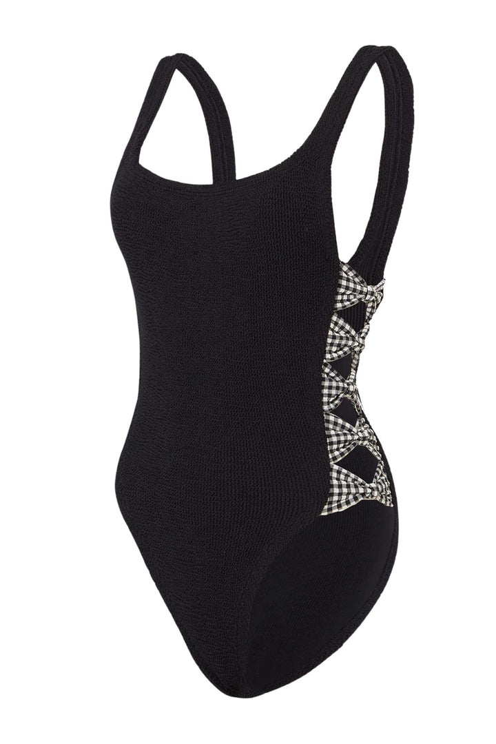 Tiffany Crinkle Swimsuit Black Gingham