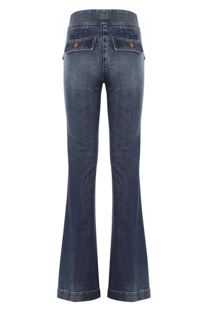 Anais Pocket Flared Jeans Mid Blue Denim