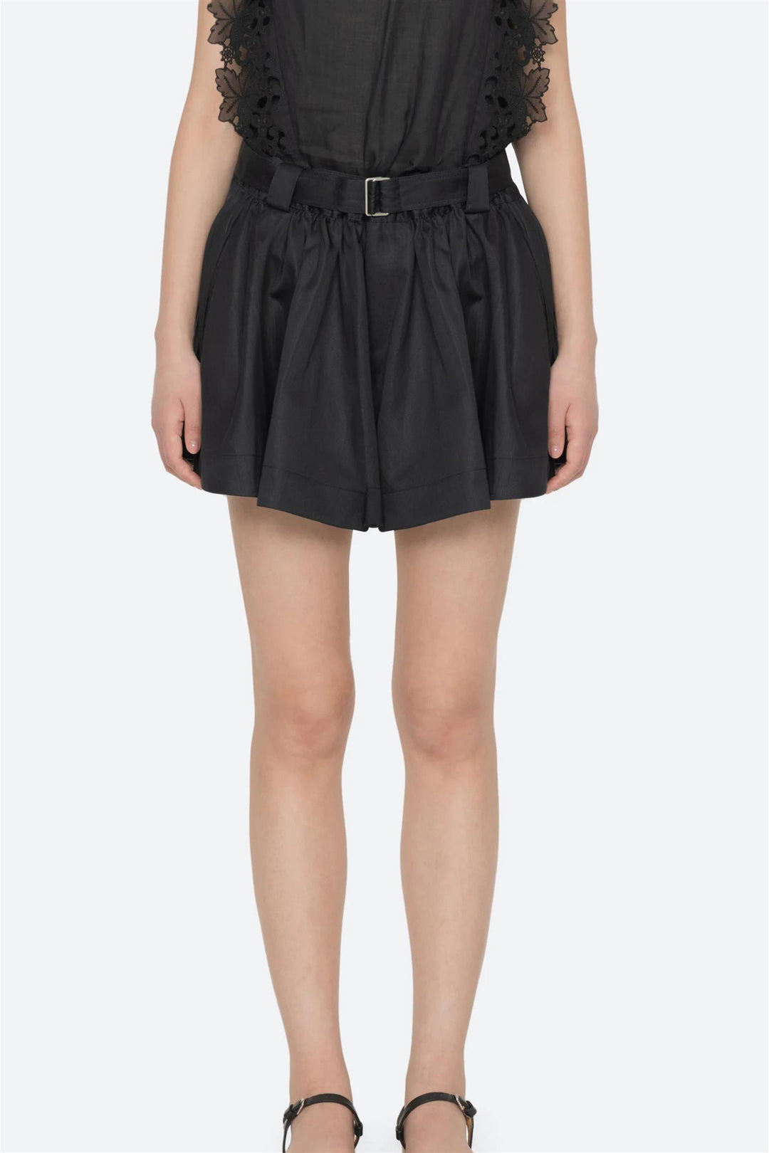 Angelina Suiting Flared Shorts Black
