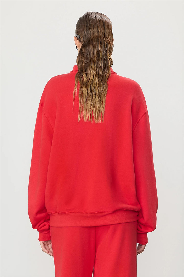 Zip Up Polo Sweatshirt Rouge
