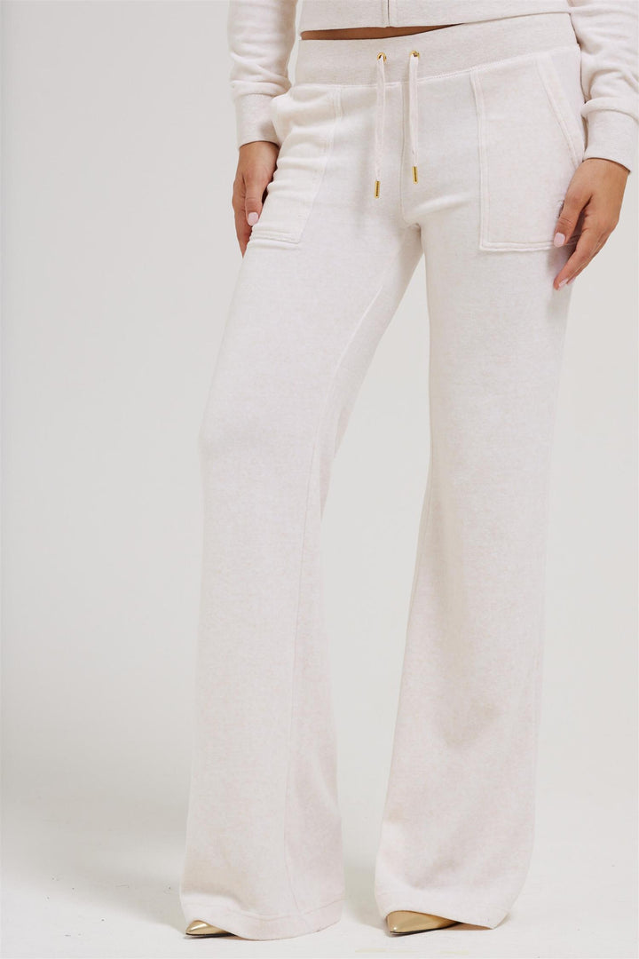 Layla Low Rise Pocketed Velour Pant Oatmeal Marl