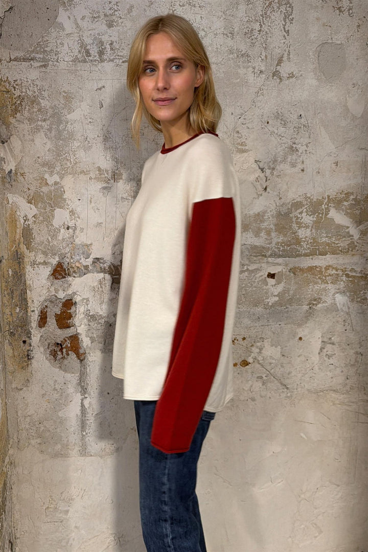 Baseball Oversized Crew Cream/Carmine
