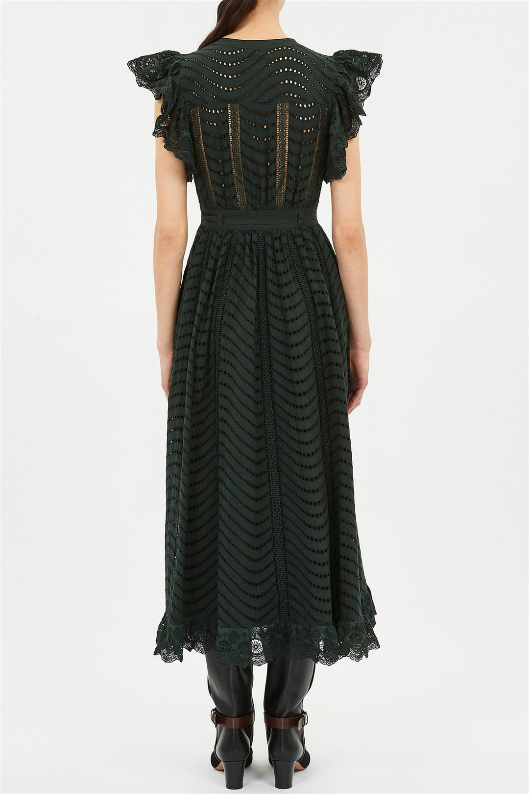 Olga Flutter Sleeve Midi Dress Cypress