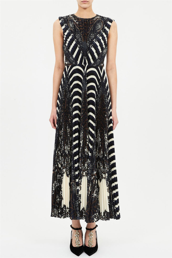 Violeta Pleated Sleeveless Midi Dress Eclipse