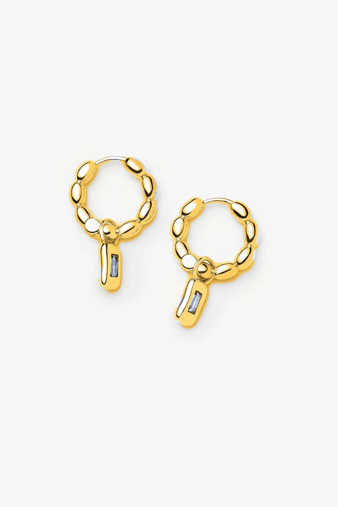 Molten Gemstone Baguette Drop Earrings