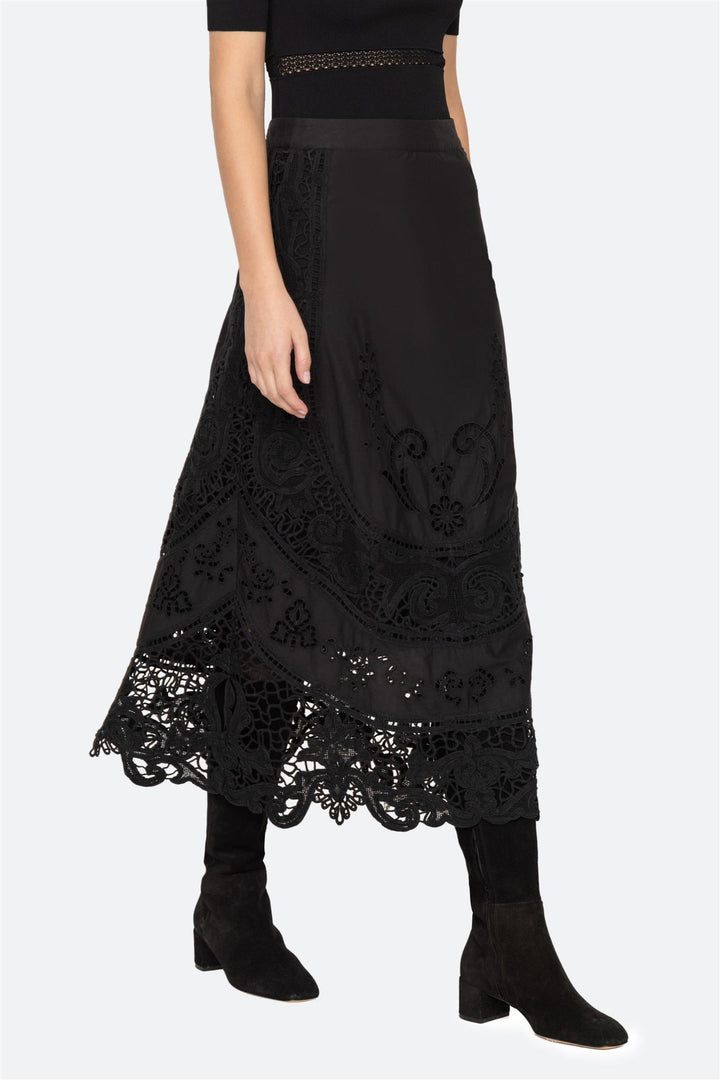 Gianna Lace Midi Skirt Black