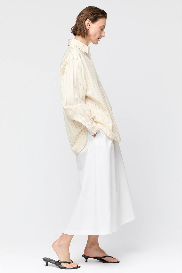 Poplin Workwear Shirt Yellow and Tan Pinstripe