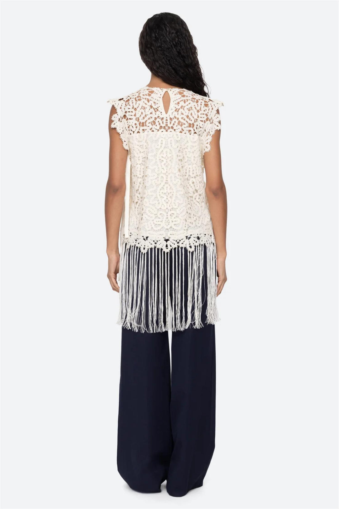 Alina Lace Fringe Top Cream