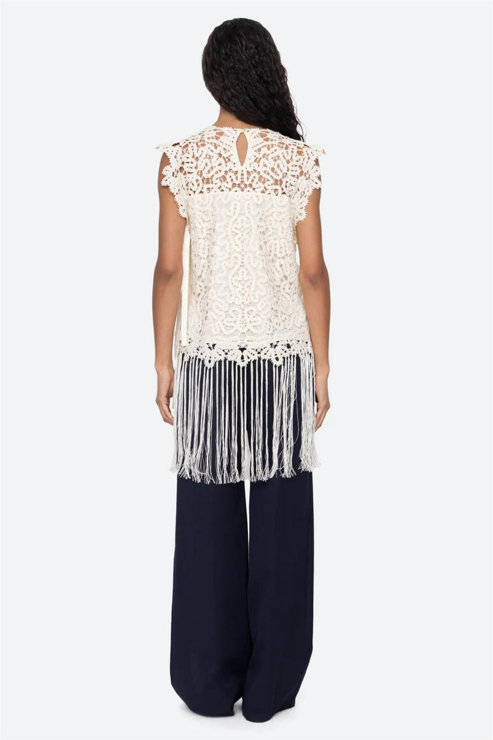 Alina Lace Fringe Top Cream