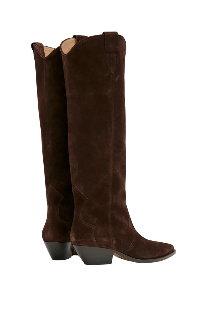Denvee High Boots Suede Leather Chocolate