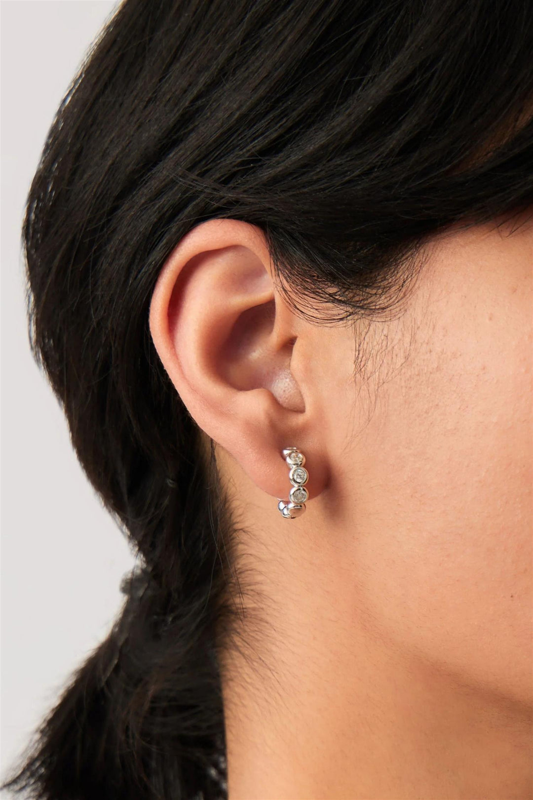 Tennis Small Hoop Earrings Silver