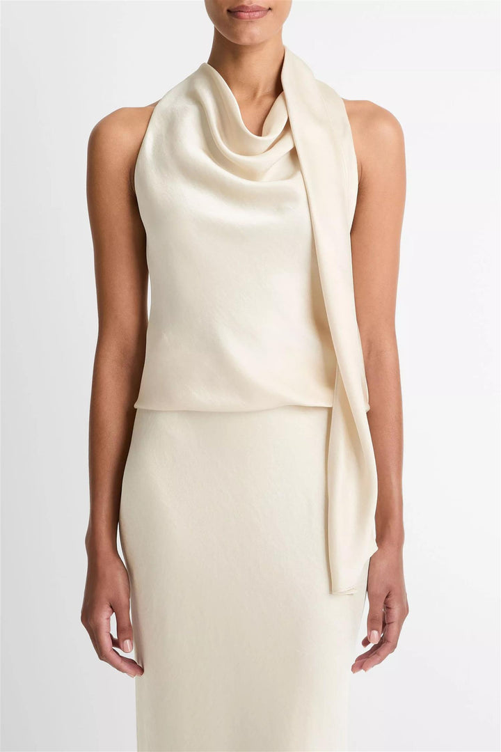Fluid Satin Scarf Top Bona